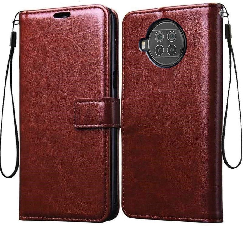 Tingtong Flip Cover for Xiaomi Mi 10i 5G  (Brown, Cases with Holder, Pack of: 1)