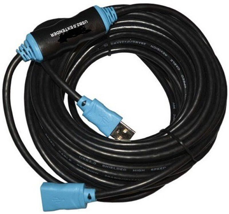 techut Micro USB Cable 10 m High Fast Speed 10 meter mtr USB2.0 active Extension Cable with Chipset USB 2.0 Extender cable for all usb devices  (Compatible with digital camera, printer, scanner, mouse keyboard, Black, Blue)