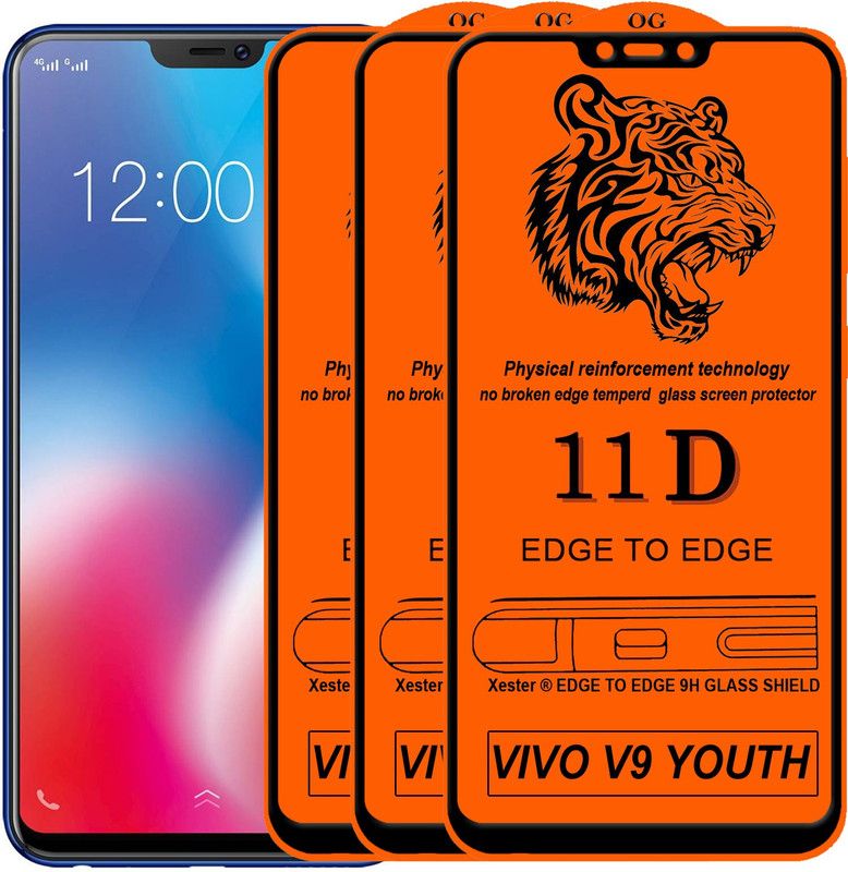 VILLA Edge To Edge Tempered Glass for Vivo V9 Youth  (Pack of 3)