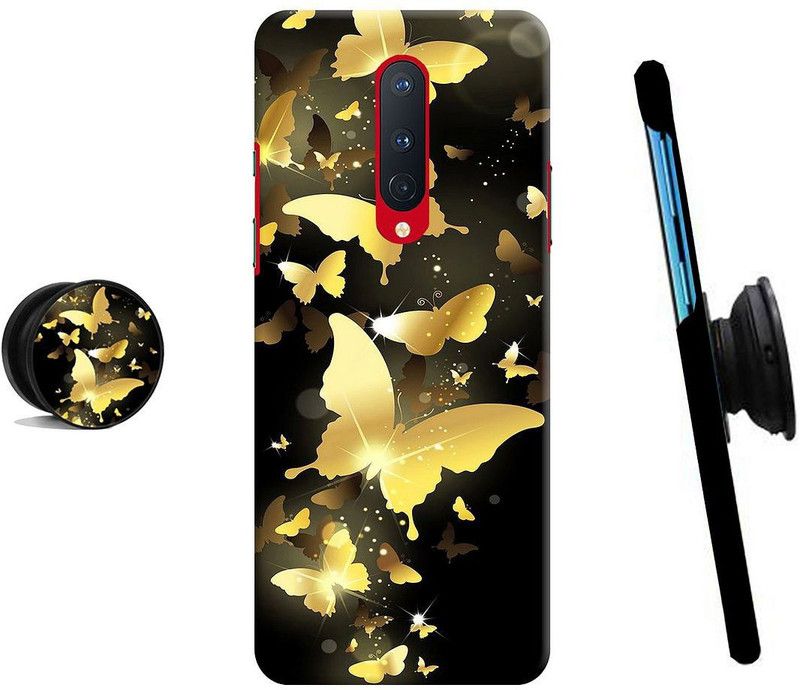HELLO CASE Back Cover for OnePlus 8  (Black, Gold, Cases with Holder)