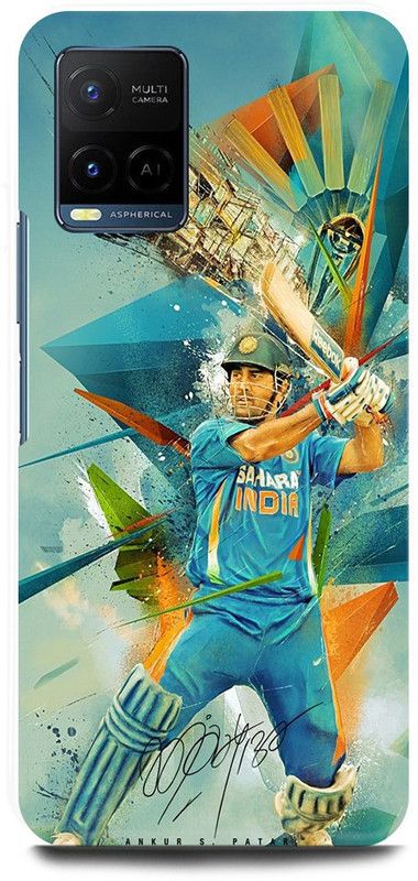 FIKORA Back Cover for Vivo Y21, V2149, MS, DHONI, MAHENDRA, SINGH, DHONI, CSK, PLAYER  (Blue, Hard Case, Pack of: 1)