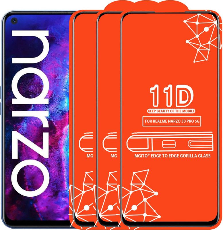MGito Edge To Edge Tempered Glass for Realme Narzo 30 Pro 5G  (Pack of 3)