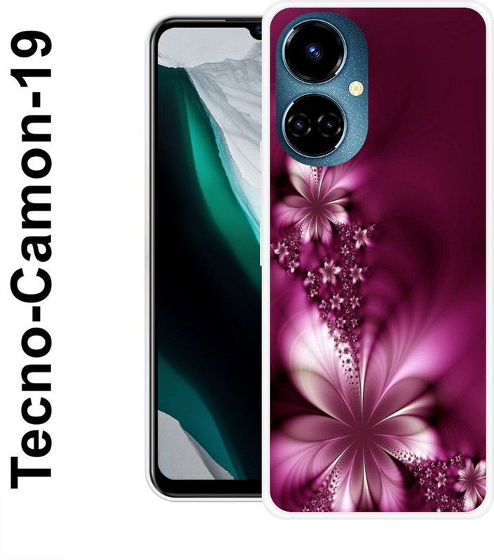 INDIALAND Back Cover for Tecno Camon 19  (Purple, White, Silicon)