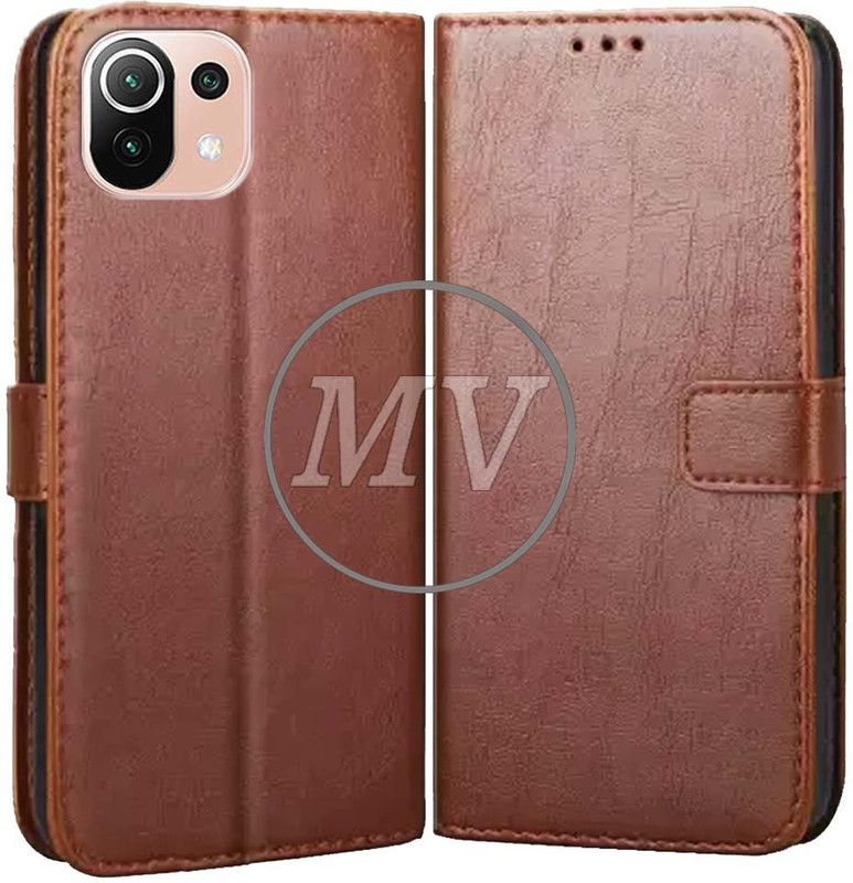 MV Back Cover for Mi 11 Lite Ne 5G  (Brown, Cases with Holder, Pack of: 1)