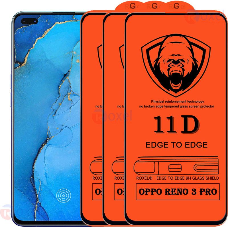 11D Edge To Edge Tempered Glass for Oppo Reno 3 Pro  (Pack of 2)