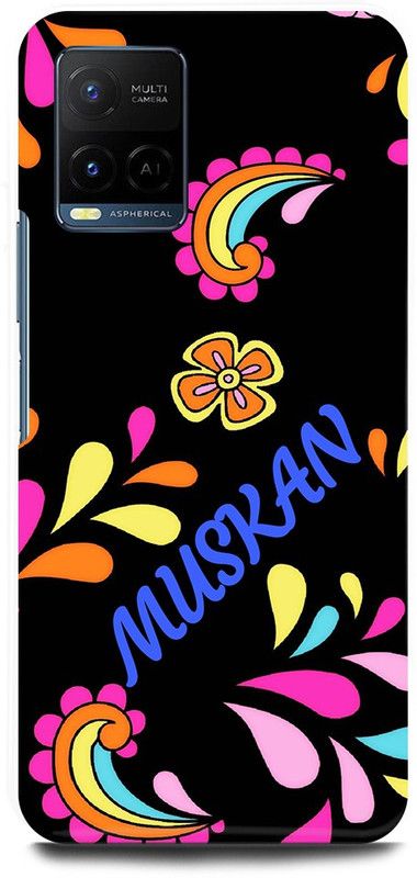 FIKORA Back Cover for Vivo Y21, V2149, MUSKAN, NAME, ALPHABET, LETTER  (Black, Hard Case, Pack of: 1)