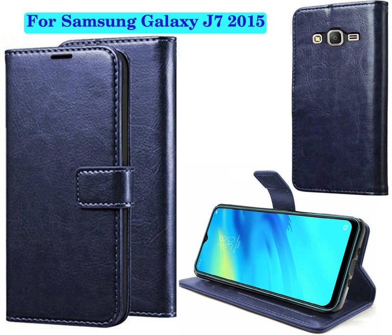 FARMAISH Flip Cover for Samsung Galaxy J7  (Blue, Shock Proof, Pack of: 1)