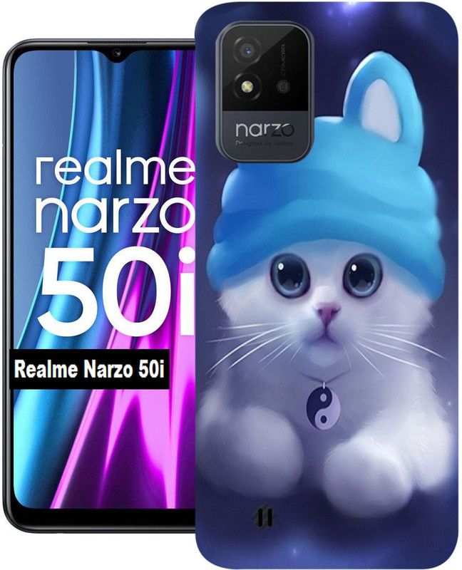 Ghumakkad Back Cover for Realme Narzo 50i  (Blue, White, Dual Protection, Silicon, Pack of: 1)
