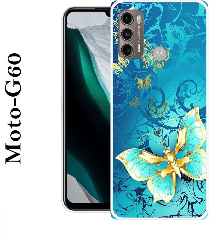 INDIALAND Back Cover for Motorola Moto G60  (Blue, Gold, Grip Case, Silicon)