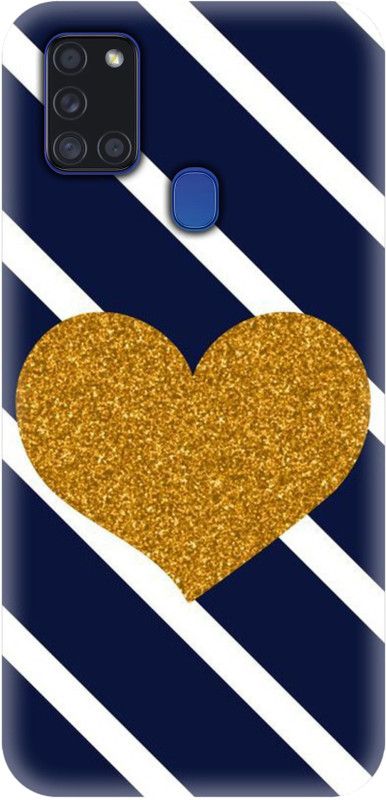Smutty Back Cover for Samsung Galaxy A21s, SM-A217F/DS - Golden Heart Print  (Multicolor, Hard Case, Pack of: 1)