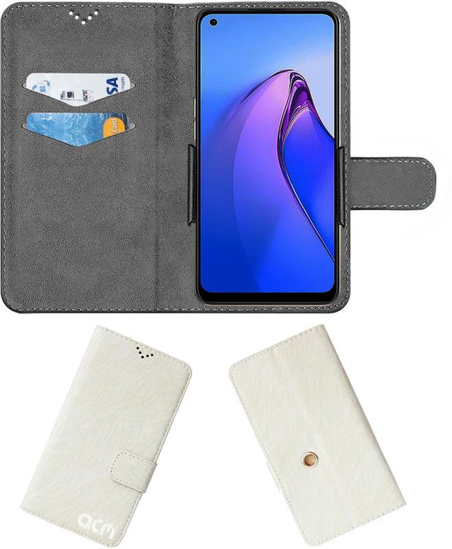 ACM Flip Cover for Oppo Reno8  (White, Cases with Holder, Pack of: 1)
