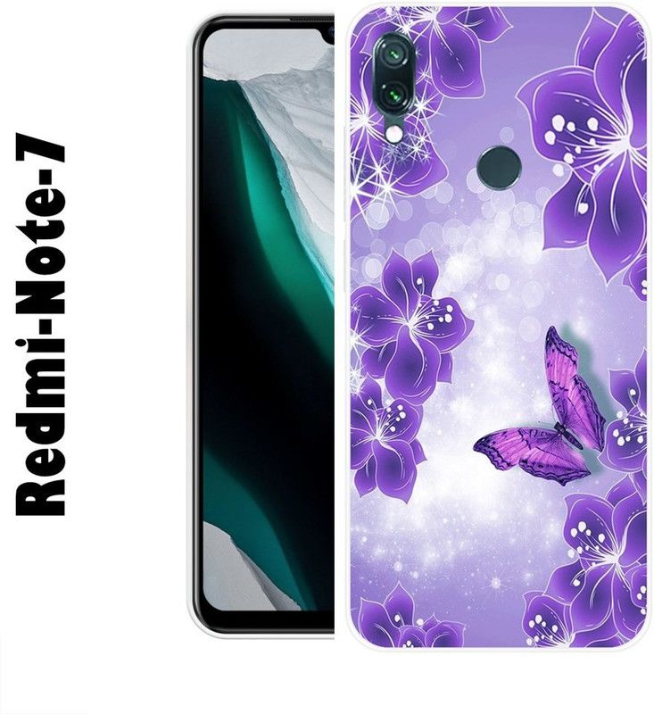 CellWorld Back Cover for Redmi Note 7  (Purple, White, Silicon)