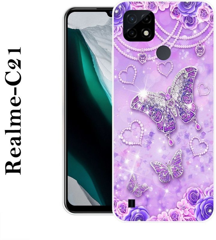 JATLAND Back Cover for Realme C21  (Purple, White, Grip Case, Silicon)