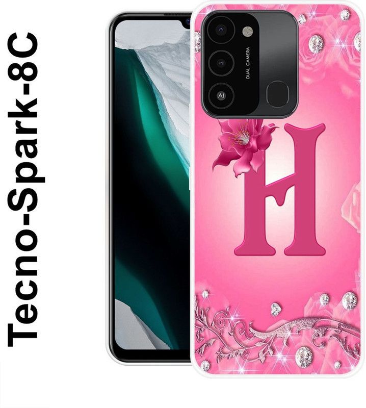 redfly Back Cover for Tecno Spark 8C  (Pink, White, Grip Case, Silicon)