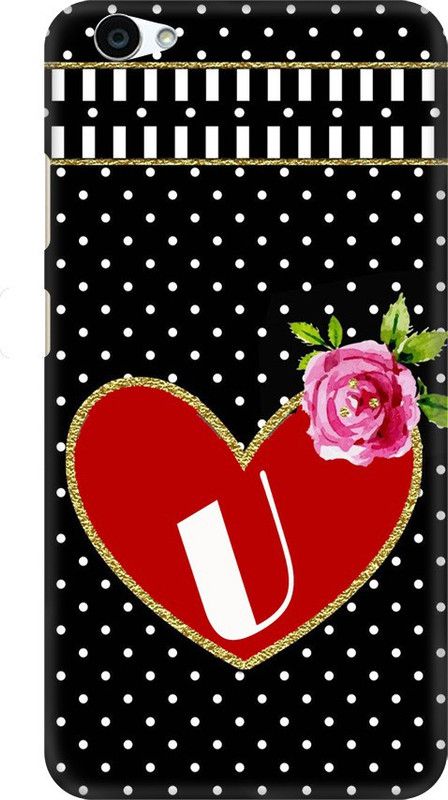 Coberta Case Back Cover for VIVO Y55S Red Heart Alphabet Letter U Design Back Case For VIVO Y55S By Coberta  (Multicolor, Pack of: 1)