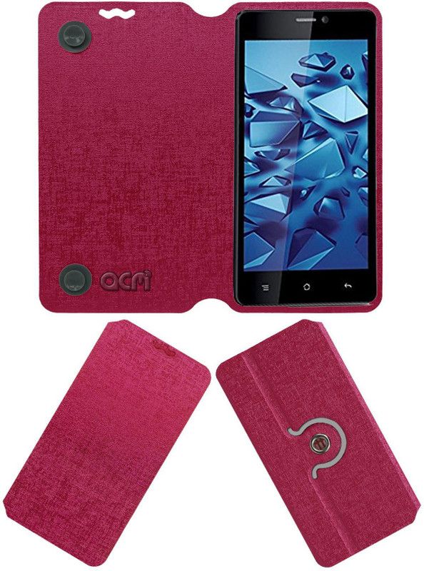 ACM Flip Cover for iBall Andi 5Q Cobalt Solus  (Pink, Cases with Holder, Pack of: 1)