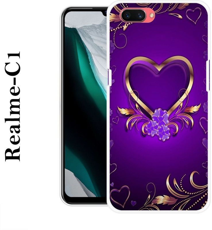 SHIVKUDI Back Cover for Realme C1  (Purple, Gold, Silicon)