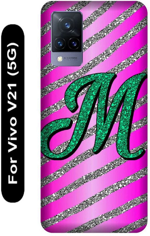SSMORYA Back Cover for Vivo V21 5G, M Pink Latter Printed  (Multicolor, Hard Case, Pack of: 1)