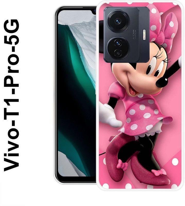 BAGRA Back Cover for Vivo T1 Pro 5G  (Pink, Black, Silicon)