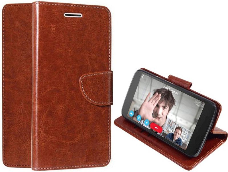 Nuvak Flip Cover for OPPO F15  (Brown, Magnetic Case, Pack of: 1)