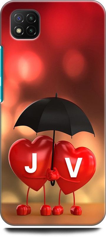 KEYCENT Back Cover for POCO C3 J V, J LOVES V, NAME, LETTER, ALPHABET, JV LOVE, HART, BLUE  (Multicolor)
