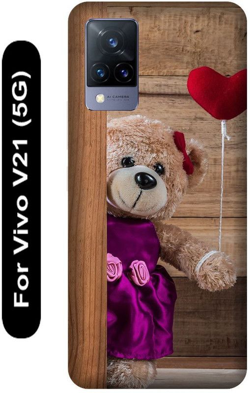 SSMORYA Back Cover for Vivo V21 5G, Taddy bear Printed  (Multicolor, Hard Case, Pack of: 1)