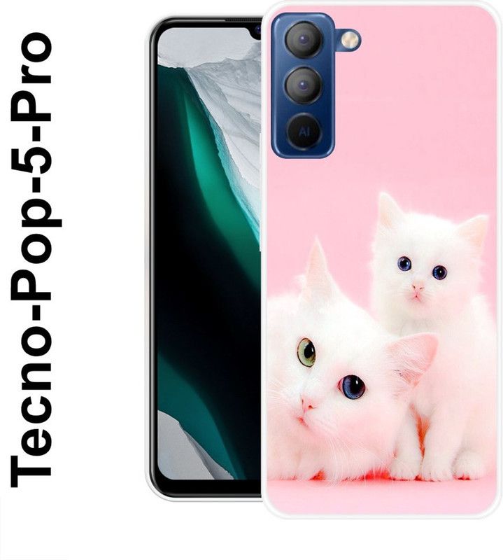 REALKING Back Cover for Tecno 5 Pro  (Pink, White, Grip Case, Silicon)