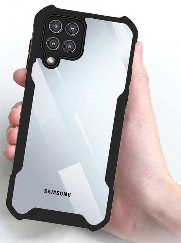 Phone Back Cover Back Cover for Samsung Galaxy F12  (Black, Transparent, Pack of: 1)