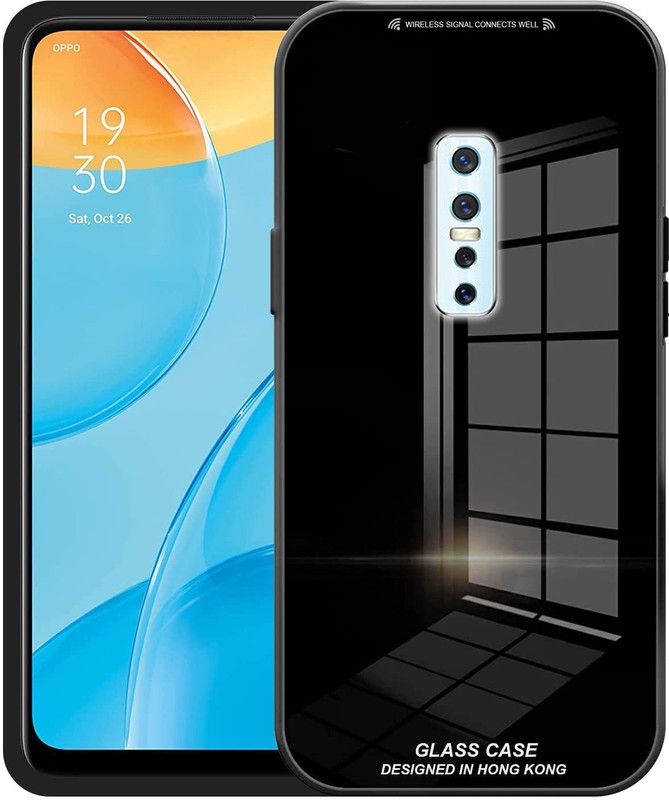 ONCRAVES Back Cover for vivo V17 Pro Luxury Toughened Glass  (Black, Dual Protection, Pack of: 1)