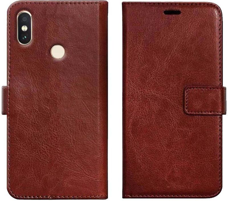 Trap Wallet Case Cover for Mi Redmi 6 pro  (Brown, Shock Proof, Pack of: 1)