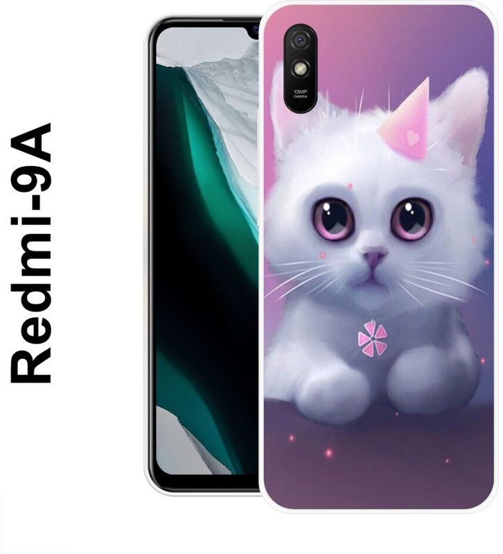 REALKING Back Cover for Redmi 9A  (Pink, White, Silicon)