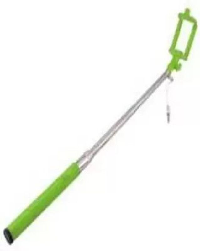 SANNO WORLD New Style Cable Selfie stick for mobile phone Cable Selfie Stick (Green) Cable Selfie Stick  (Green, Remote Included)
