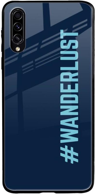 QRIOH Glass Back Cover for Samsung Galaxy A50s  (Blue, Grip Case, Silicon, Pack of: 1)