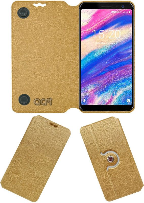 ACM Flip Cover for Umidigi A1 Pro  (Gold, Cases with Holder, Pack of: 1)