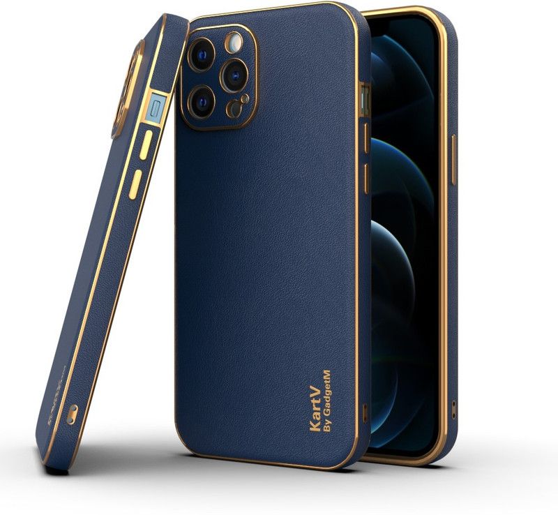 KartV Back Cover for Apple Iphone 12 Pro Max, Iphone 12 Pro Max  (Blue, Gold, Camera Bump Protector, Pack of: 1)