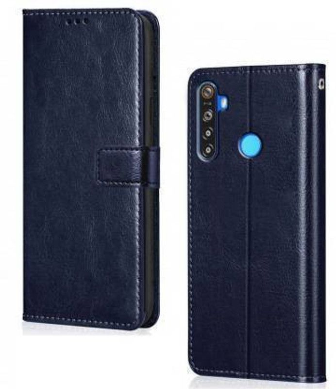 Plain Flip Cover for Realme 5s  (Blue, Shock Proof, Pack of: 1)