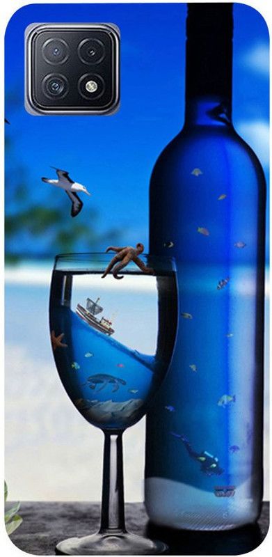 Golden Mask Back Cover for Sky Hawk Back Cover For Oppo A73 (5G) Blue Champagne  (Multicolor, Waterproof, Silicon, Pack of: 1)