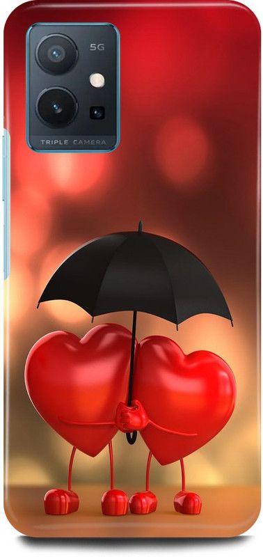 play fast Back Cover for Vivo T1 5G, V2141 HEART, UMBRELLA, LOVE, COUPLE  (Red, Hard Case, Pack of: 1)