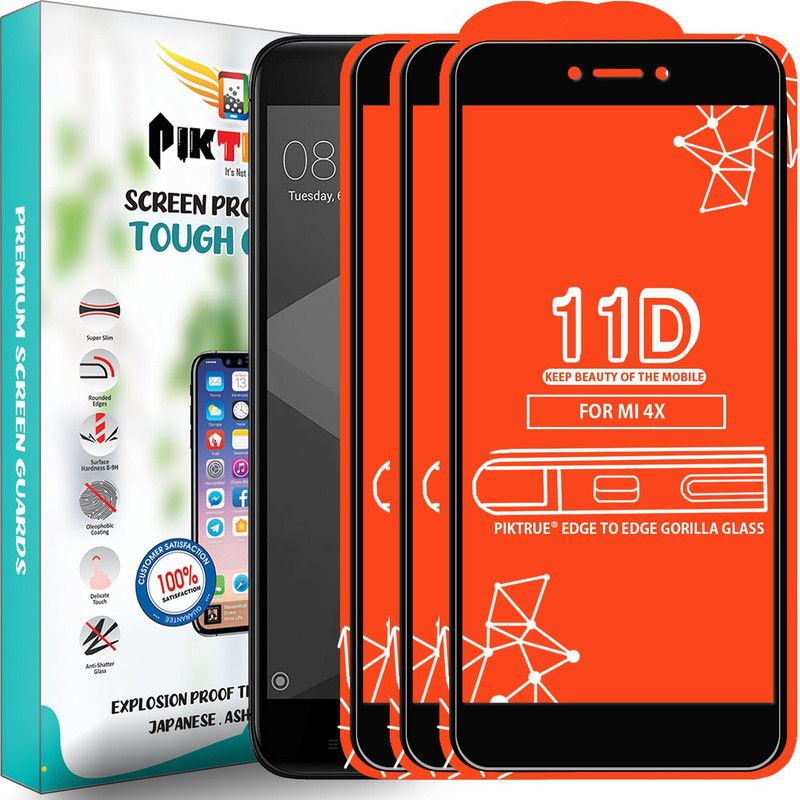 PikTrue Edge To Edge Tempered Glass for Mi Redmi 4X  (Pack of 3)