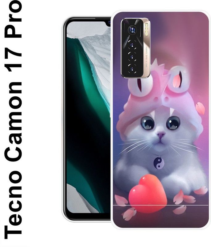 REALKING Back Cover for Tecno Camon 17 Pro  (White, Pink, Grip Case, Silicon)
