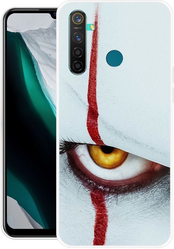 INDIALAND Back Cover for Realme 5 Pro  (White, Red, Silicon)