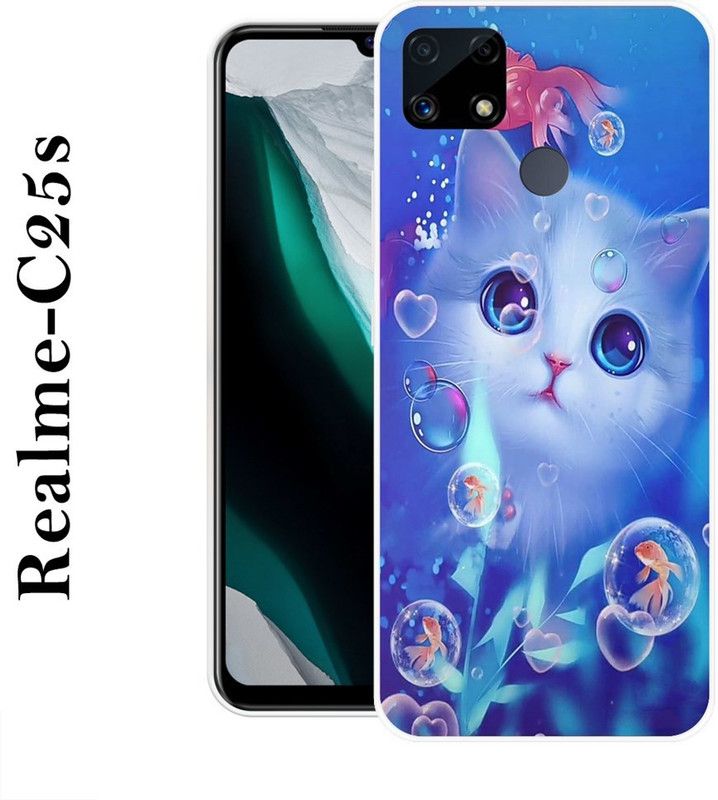 BAGRA Back Cover for Realme C25s  (Blue, White, Grip Case, Silicon)