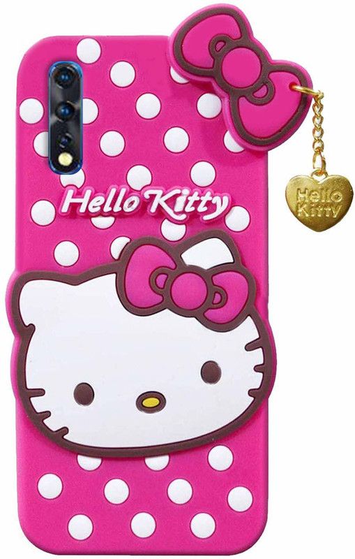 Riches Back Cover for Vivo Z1x |Soft Silicone Rubber Back Cover with Pendant Kitty Cover  (Pink, 3D Case, Pack of: 1)
