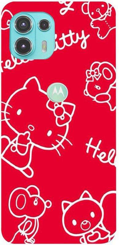 Golden Mask Back Cover for Motorola Moto Edge 20 Fusion Red And White Hello Kitty  (Multicolor, Waterproof, Silicon, Pack of: 1)