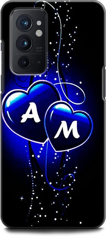 WallCraft Back Cover for OnePlus 9RT 5G A M, A LOVES M, NAME, ALPHABET, AM LOVE, HART, BLUE  (Multicolor, Dual Protection, Pack of: 1)