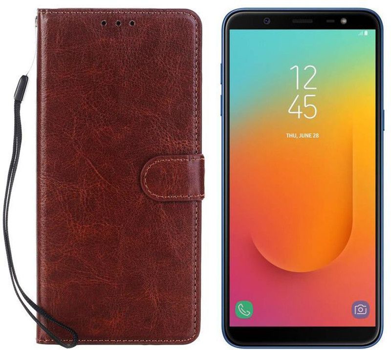 Dgeot Flip Cover for Samsung Galaxy J8 (Blue, 64 GB) (4 GB RAM)  (Brown, Dual Protection, Pack of: 1)