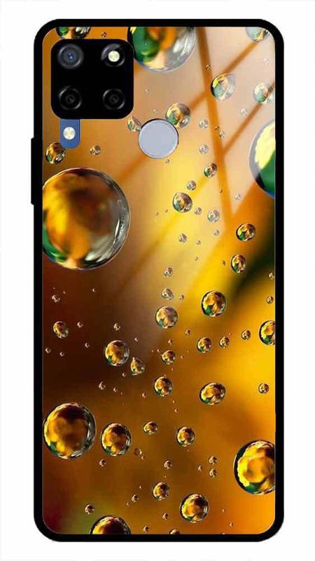 NDCOM Back Cover for Realme C15 Golden Bubble Printed Glass Case  (Multicolor, Grip Case, Pack of: 1)