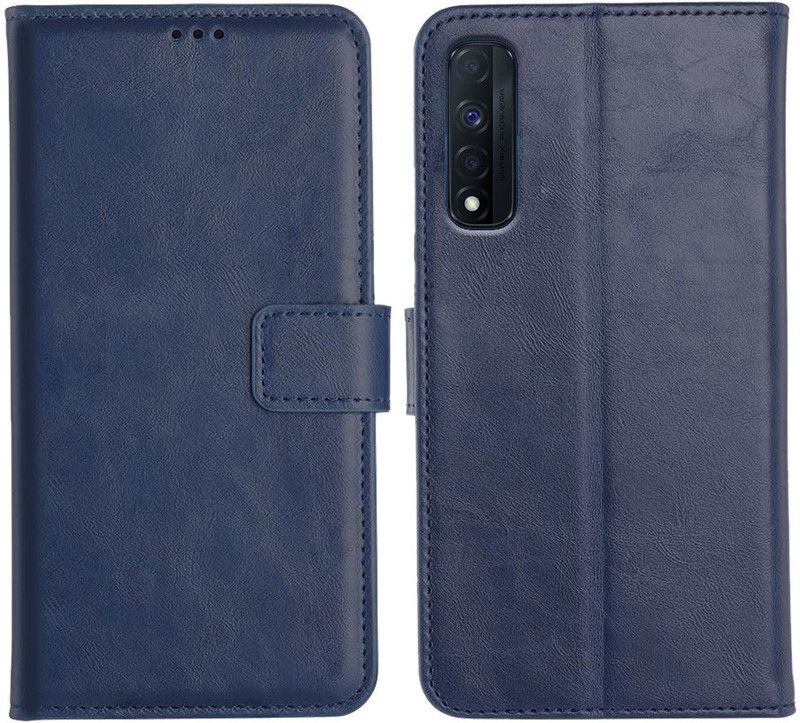 Genron Flip Cover for Realme Narzo 30 4G  (Blue, Dual Protection)