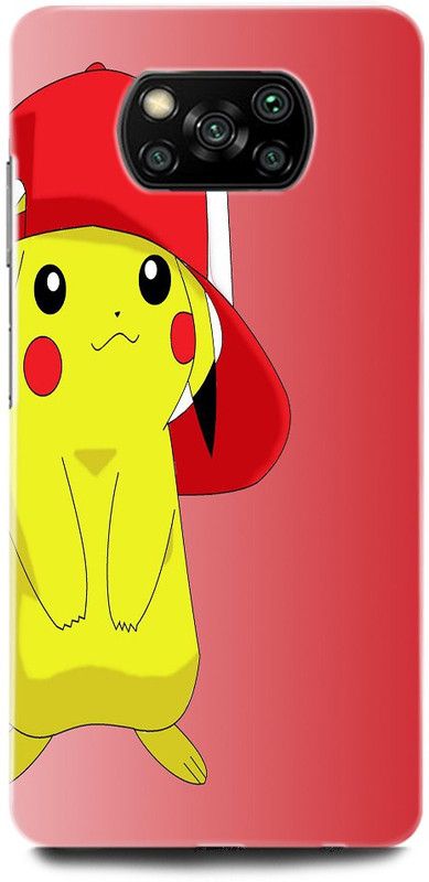 ORBIQE Back Cover for POCO X3 MZB07Z3IN PIKACHU, POKEMON, GAME, CARTOON, CAP  (Multicolor, Shock Proof, Pack of: 1)