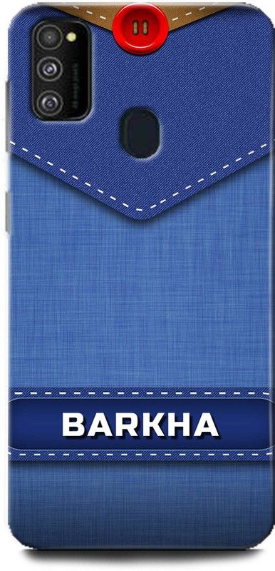 WallCraft Back Cover for Samsung Galaxy M21 BARKHA NAME, B, LETTER, BLUE, JEANS, ALPHABET, DESIGN  (Multicolor, Dual Protection, Pack of: 1)